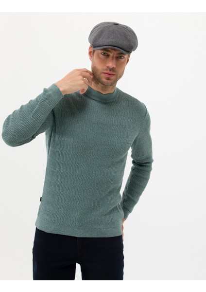 Erkek Yeşil Slim Fit Bisiklet Yaka Triko Kazak 50260296-VR054 modelleri