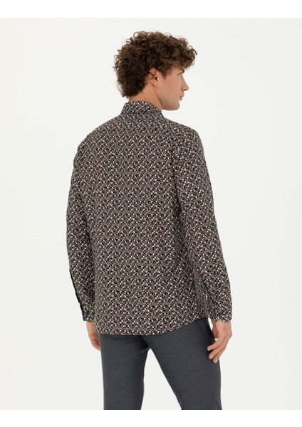 Erkek Siyah Slim Fit Uzun Kollu Gömlek 50277745-VR046