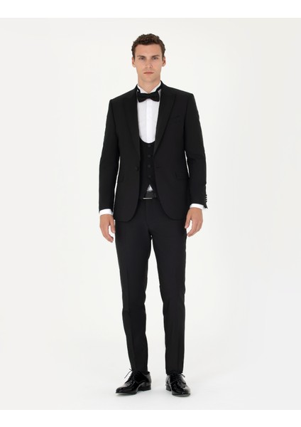 Erkek Siyah Ex. Slim Fit Yelekli Smokin 50268905-VR046
