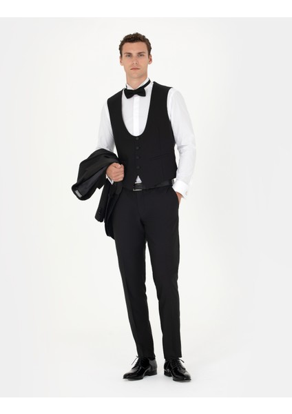Erkek Siyah Ex. Slim Fit Yelekli Smokin 50268905-VR046 fiyatları