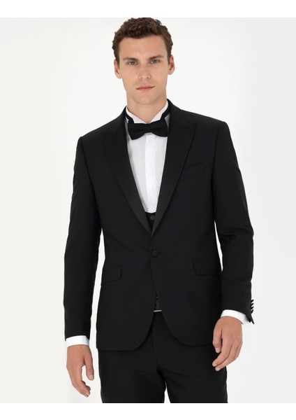 Erkek Siyah Ex. Slim Fit Yelekli Smokin 50268905-VR046 fırsatları