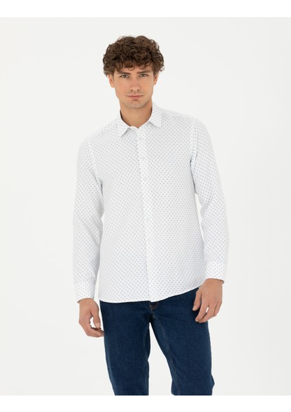 Erkek Petrol Slim Fit Uzun Kollu Gömlek 50278868-VR102