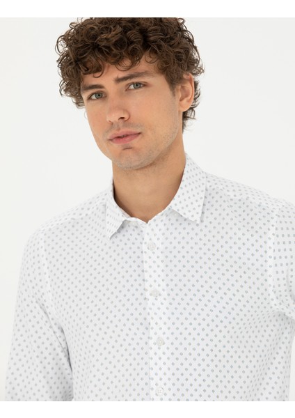 Erkek Petrol Slim Fit Uzun Kollu Gömlek 50278868-VR102