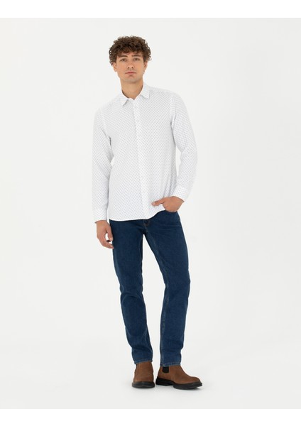 Erkek Petrol Slim Fit Uzun Kollu Gömlek 50278868-VR102