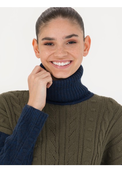 Kadın Lacivert Crop Top Balıkçı Yaka Kazak 50277148-VR033 fiyatları