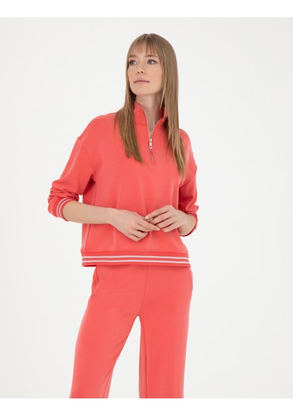 Kadın Nar Çiçeği Oversize Sweatshirt 50282632-VR239