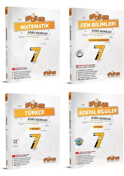 7. Sınıf Türkçe - Matematik - Fen Bilimleri - Sosyal Bilgiler Soru Bankası Seti 4 Kitap