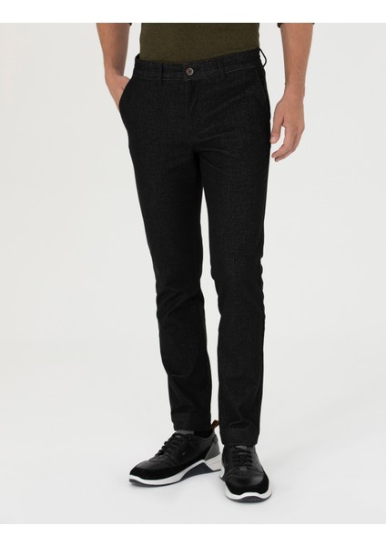 Erkek Siyah Slim Fit Kanvas Pantolon 50278130-VR046 fiyatları