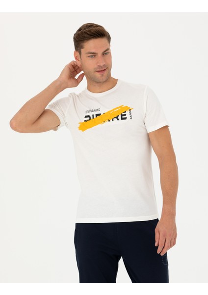 Erkek Ekru Slim Fit Tişört 50272503-VR019