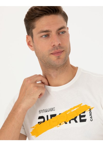 Erkek Ekru Slim Fit Tişört 50272503-VR019