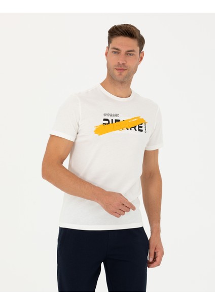 Erkek Ekru Slim Fit Tişört 50272503-VR019