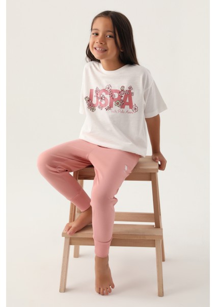 U.S. Polo Assn. Kız Çocuk Krem Pijama Takım 50290948-VR071