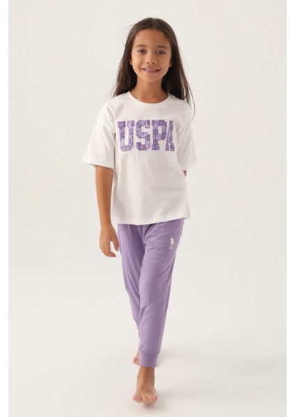 U.S. Polo Assn. Kız Çocuk Krem Pijama Takım 50290943-VR071