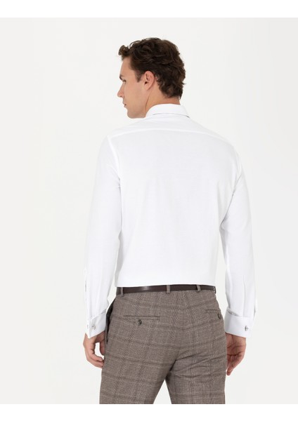 Erkek Beyaz Slim Fit Uzun Kollu Basic Gömlek 50277780-VR013 indirimleri