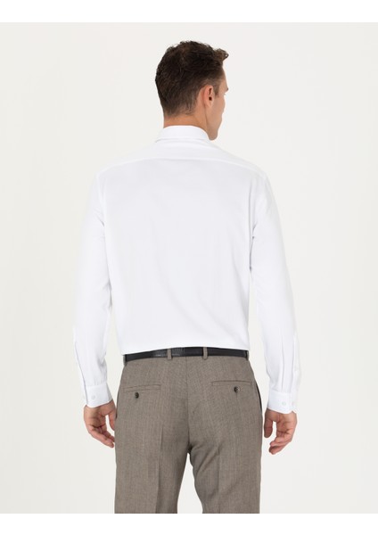 Erkek Beyaz Regular Fit Uzun Kollu Basic Gömlek 50277764-VR013