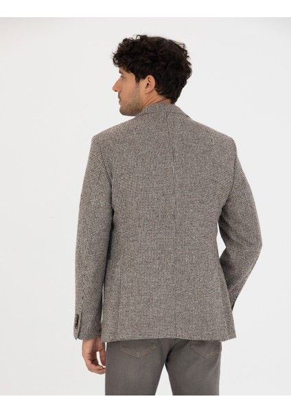 Erkek Kahverengi Slim Fit Yün Karışımlı Ceket 50273155-VR029 indirimleri