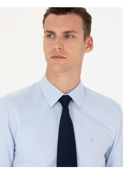 Erkek Açık Mavi Slim Fit Uzun Kollu Basic Gömlek 50277778-VR003 fiyatları