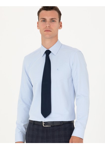 Erkek Açık Mavi Slim Fit Uzun Kollu Basic Gömlek 50277778-VR003 modelleri