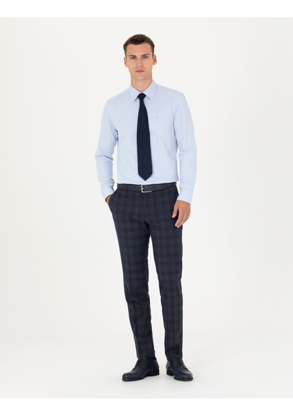 Erkek Açık Mavi Slim Fit Uzun Kollu Basic Gömlek 50277778-VR003 fırsatları