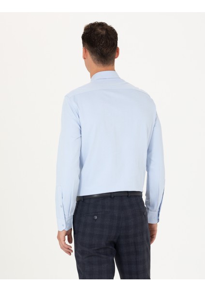 Erkek Açık Mavi Slim Fit Uzun Kollu Basic Gömlek 50277778-VR003 indirimleri