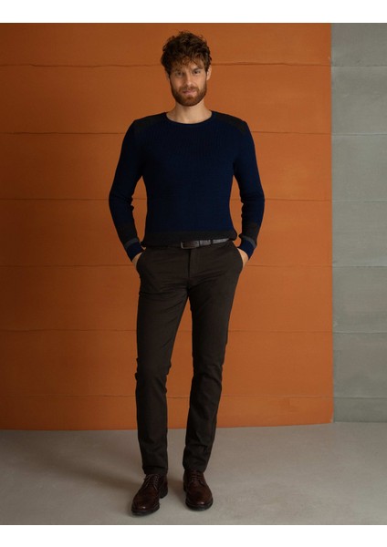 Erkek Lacivert Slim Fit Triko Kazak 50194126-VR033