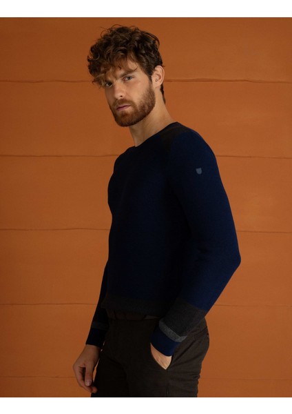 Erkek Lacivert Slim Fit Triko Kazak 50194126-VR033