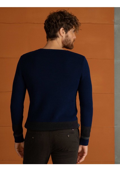 Erkek Lacivert Slim Fit Triko Kazak 50194126-VR033