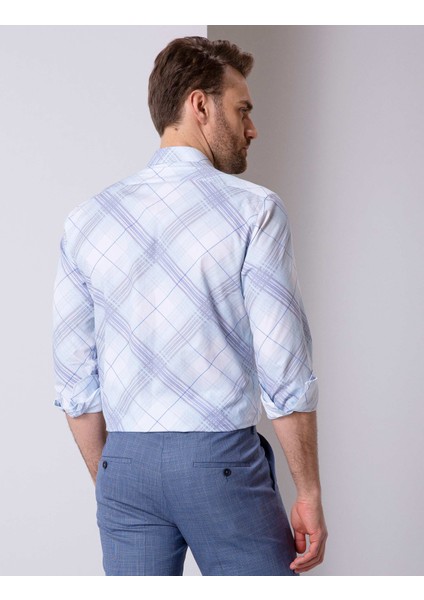 Erkek Mavi Slim Fit Uzun Kollu Gömlek 50200514-VR036