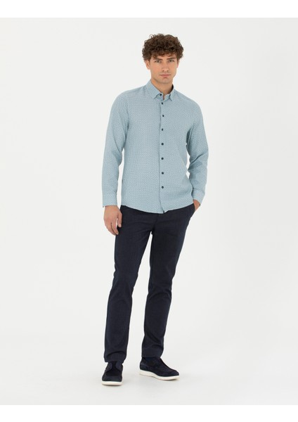 Erkek Lacivert Slim Fit Çizgili Kanvas Pantolon 50278468-VR033 modelleri