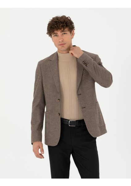 Erkek Kahverengi Slim Fit Ceket 50276546-VR029