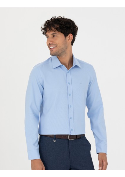 Erkek Koyu Mavi Slim Fit Uzun Kollu Gömlek 50277784-VR032