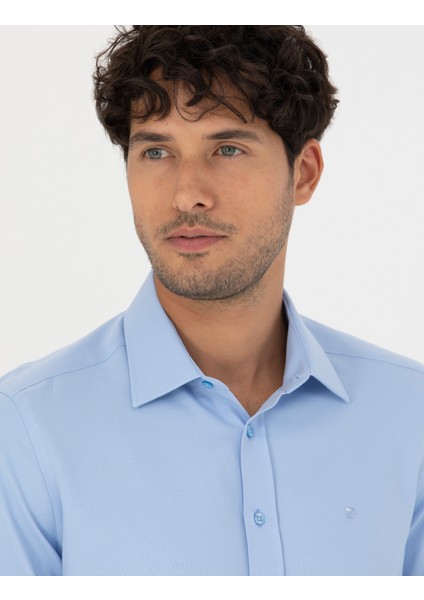 Erkek Koyu Mavi Slim Fit Uzun Kollu Gömlek 50277784-VR032