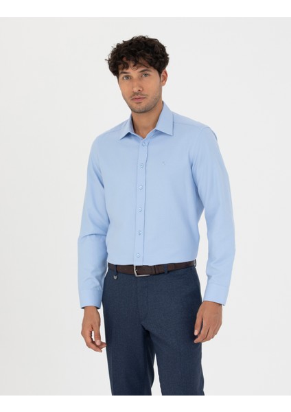 Erkek Koyu Mavi Slim Fit Uzun Kollu Gömlek 50277784-VR032