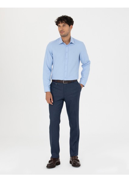 Erkek Koyu Mavi Slim Fit Uzun Kollu Gömlek 50277784-VR032