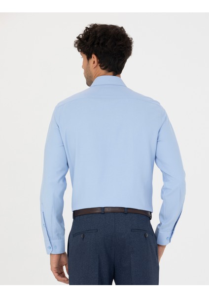 Erkek Koyu Mavi Slim Fit Uzun Kollu Gömlek 50277784-VR032