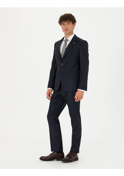 Erkek %100 Yün Lacivert Slim Fit Takım Elbise 50274246-VR033 modelleri