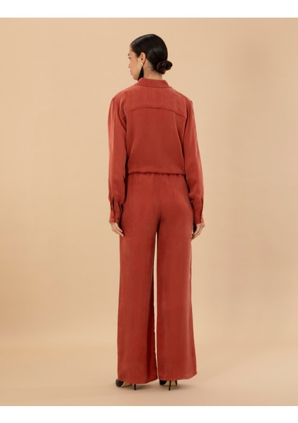 Kadın Kiremit Kupro Kumaş Loose Fit Pantolon 50273100-VR031 fırsatları