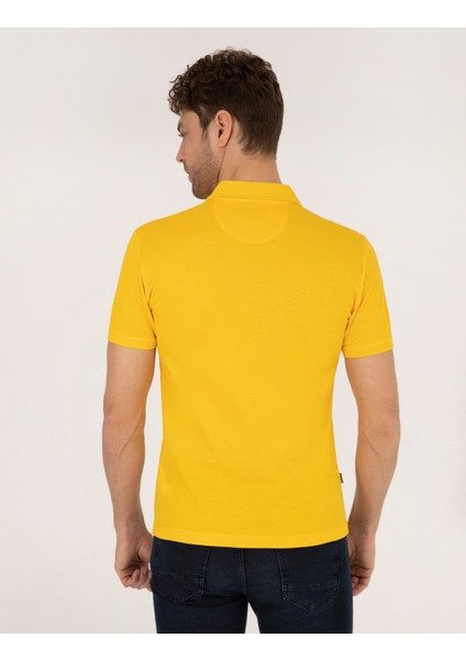 Erkek Sarı Slim Fit Polo Yaka Merserize Tişört 50262665-VR044 indirimleri