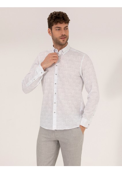 Erkek Açık Gri Slim Fit Uzun Kollu Gömlek 50265072-VR001