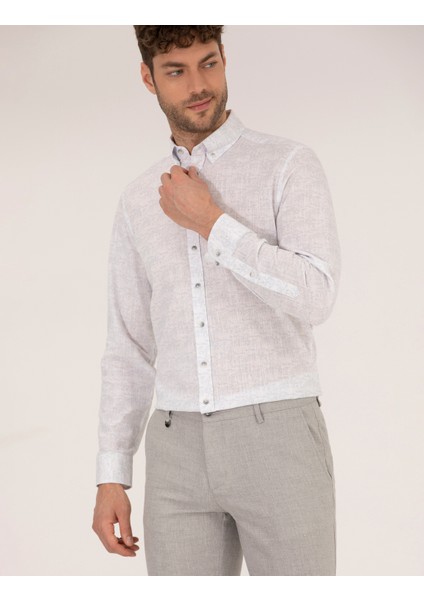 Erkek Açık Gri Slim Fit Uzun Kollu Gömlek 50265072-VR001 fiyatları