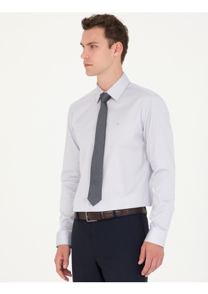 Erkek Gri Slim Fit Uzun Kollu Basic Gömlek 50277147-VR024 modelleri