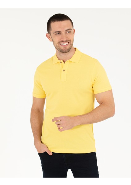 Pierre Cardin Erkek Açık Sarı Slim Fit Polo Yaka Basic Tişört 50262660-VR004