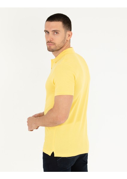 Pierre Cardin Erkek Açık Sarı Slim Fit Polo Yaka Basic Tişört 50262660-VR004