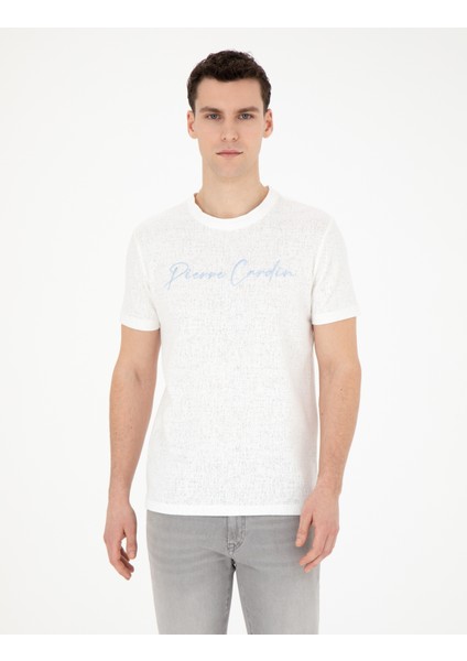 Erkek Beyaz Slim Fit Tişört 50285389-VR013