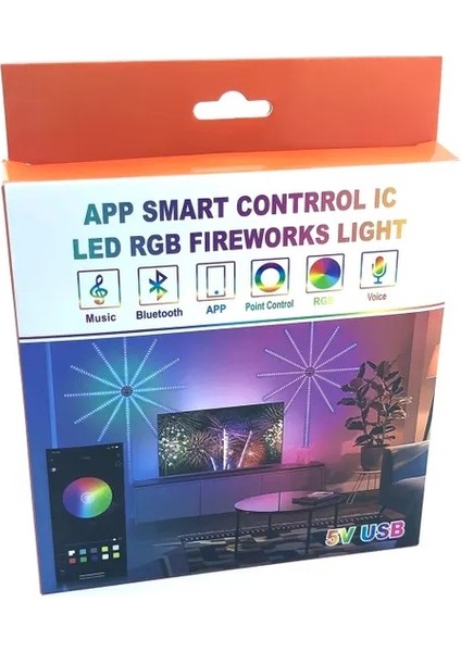 LED Işık Şeridi Akıllı Fişek Gökkuşağı Renkli USB Müzik Uygulama Kontrolü LED Şerit Işık USB Rgb Peri Lambası Ev Dekor Uzaktan Kumanda Festival Oturma Odası Ev Partisi