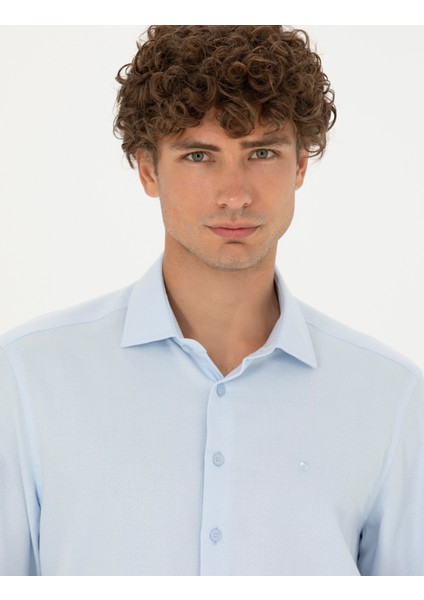 Erkek Açık Mavi Slim Fit Uzun Kollu Gömlek 50275511-VR003 fiyatları