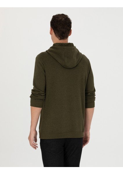 Erkek Haki Regular Fit Kapüşonlu Sweatshirt 50273895-VR027