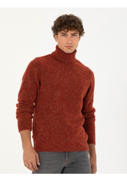 Erkek Kiremit Regular Fit Balıkçı Yaka Yün Karışımlı Triko Kazak 50278103-VR031 modelleri