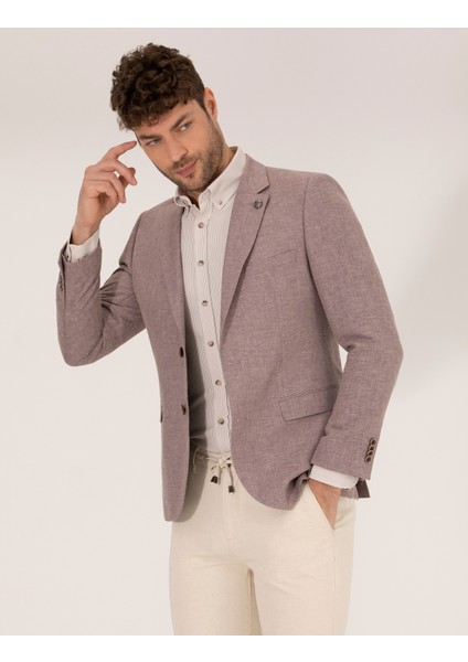 Erkek Gül Kurusu Keten Karışımlı Blazer Ceket 50264619-VR026