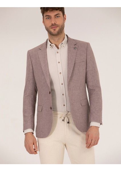 Erkek Gül Kurusu Keten Karışımlı Blazer Ceket 50264619-VR026